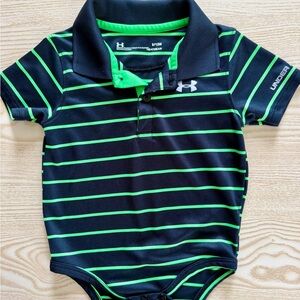 Under Armour Navy & Neon Green Striped Polo Bodysuit